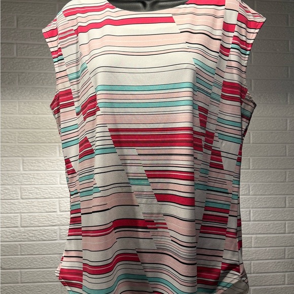 Liz Claiborne White and Red Boxy Blouse - Picture 1 of 3